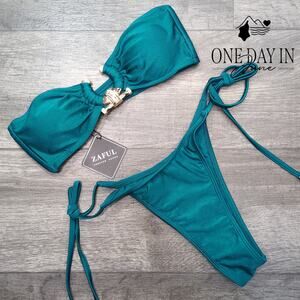 Zaful Bandeau Tie Side Bikini Swimsuit Size S